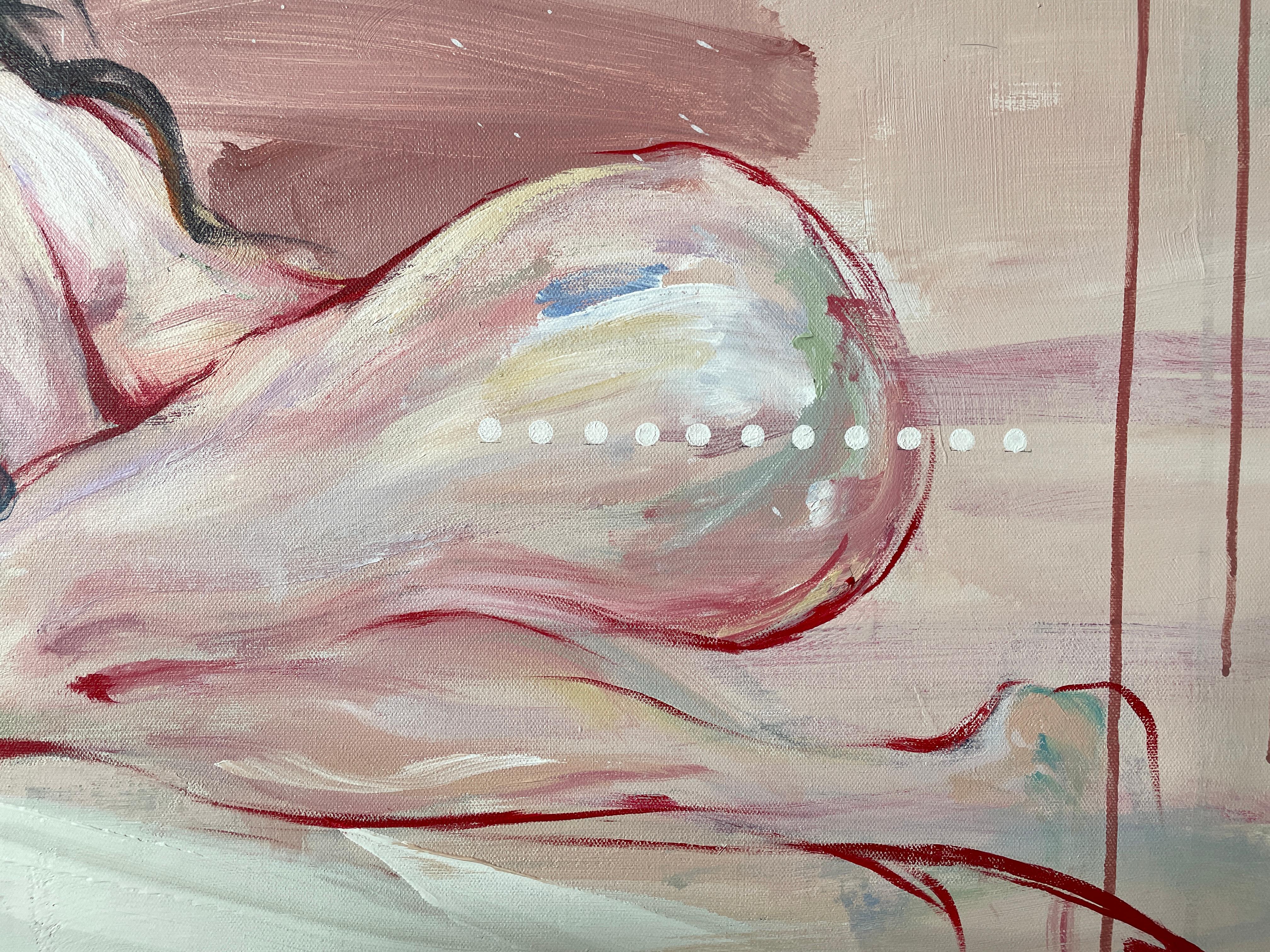 „Pisces“ von Via Li – Zwei junge Frauen in zarten Pastelltönen – Expressionismus im Angebot 4