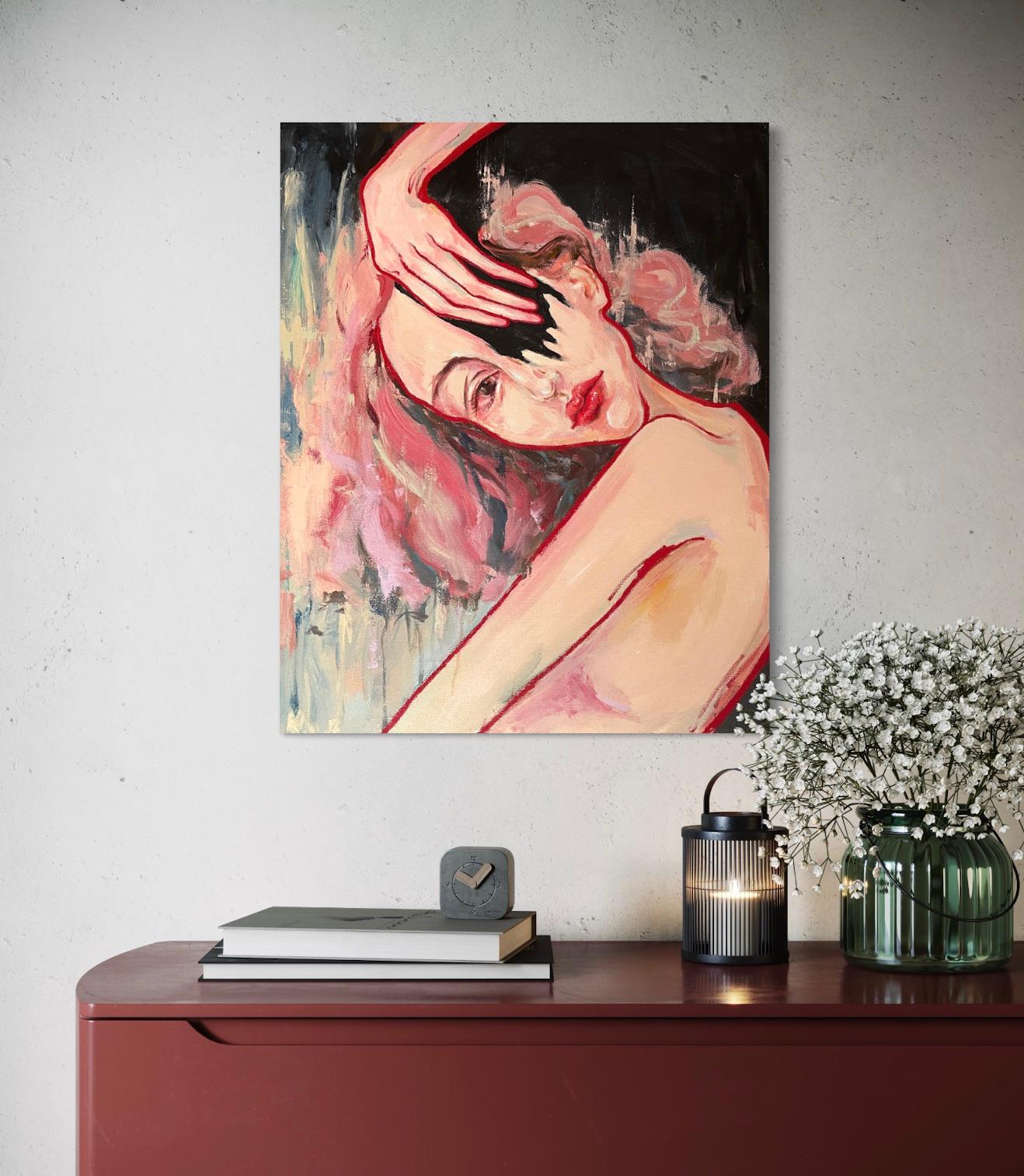 'Torn' di Via Li - Pittura espressionista femminile fortemente figurativa e vivace in vendita 1