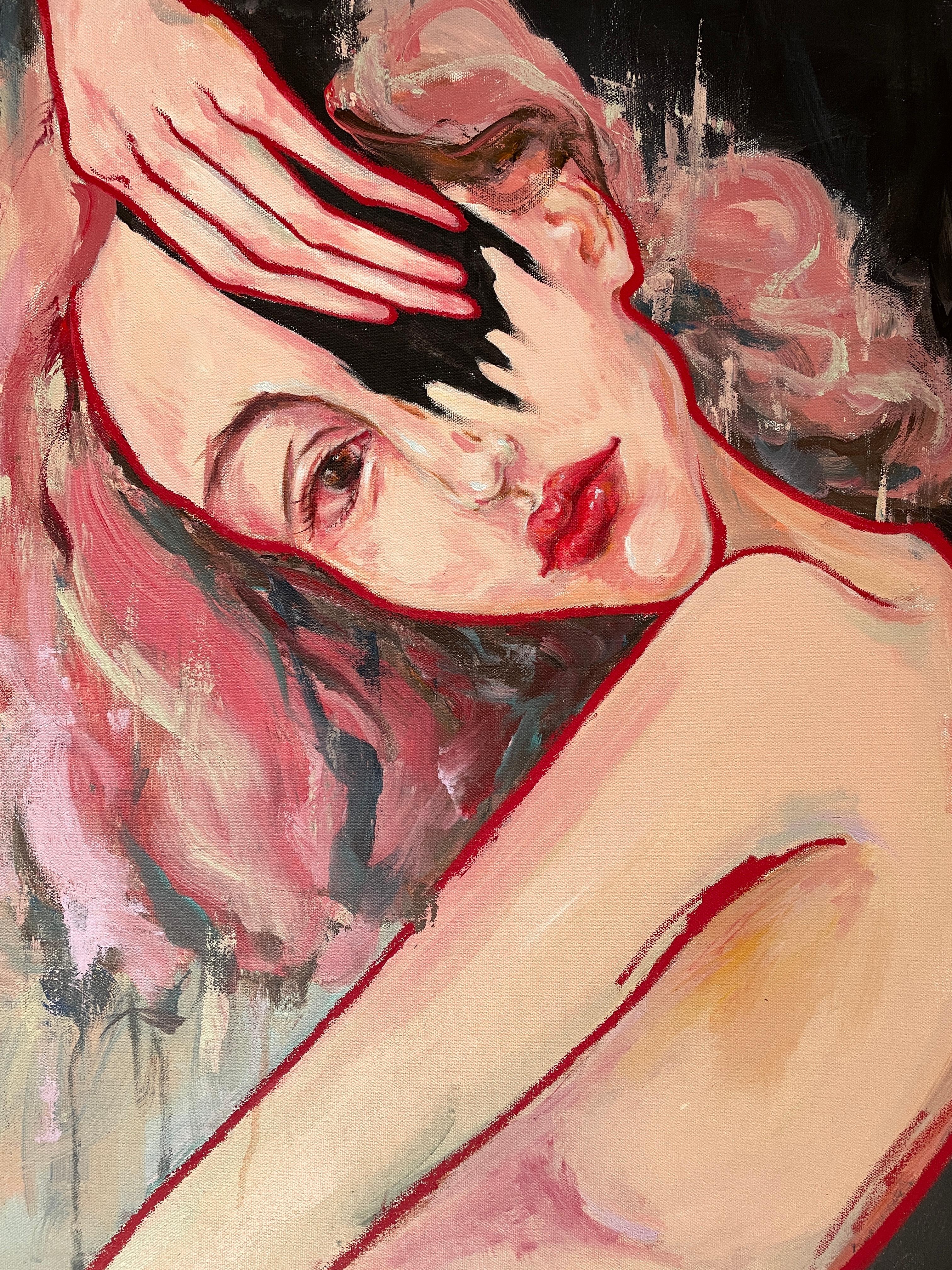 'Torn' di Via Li - Pittura espressionista femminile fortemente figurativa e vivace in vendita 2