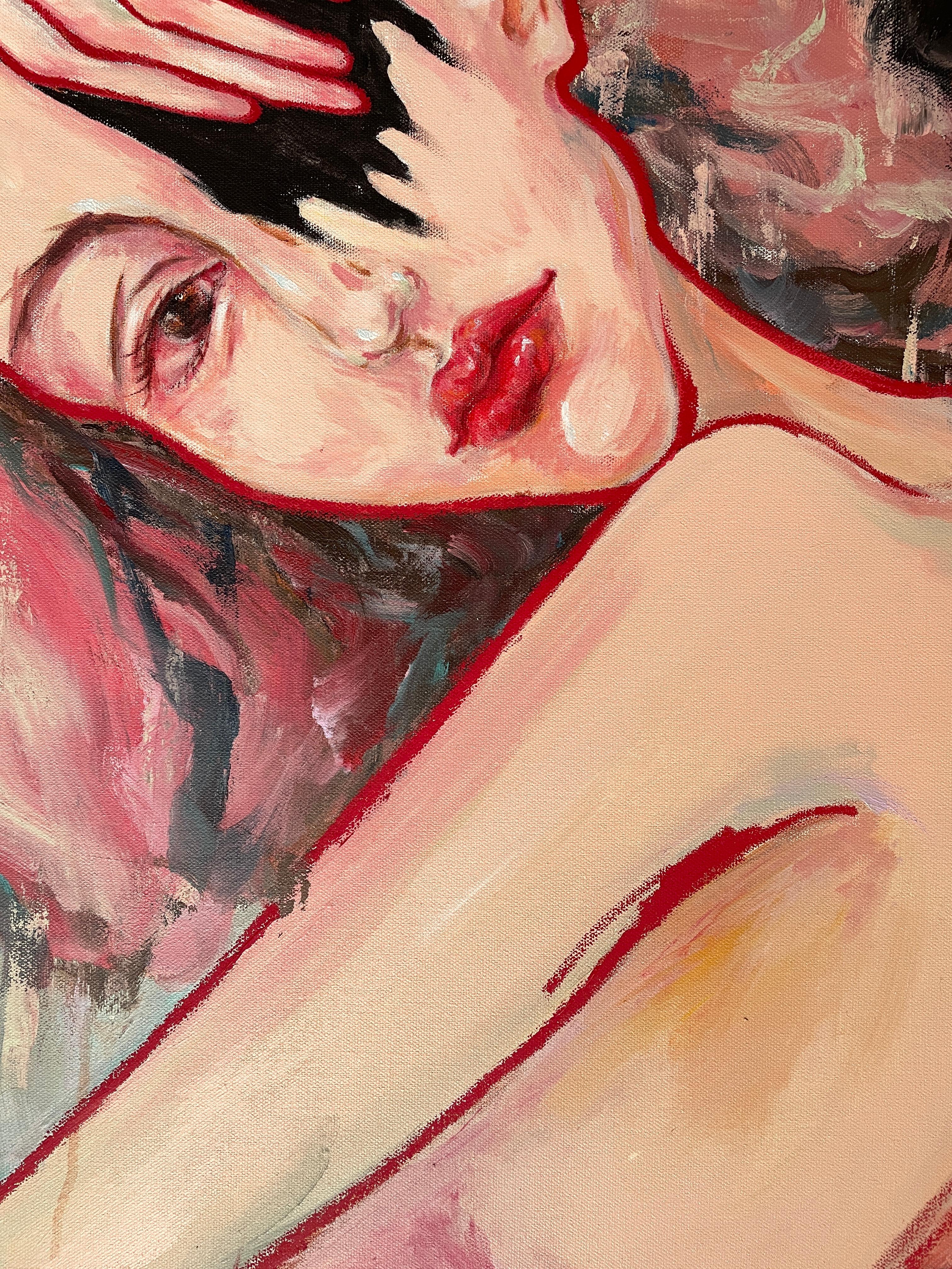 'Torn' di Via Li - Pittura espressionista femminile fortemente figurativa e vivace in vendita 3
