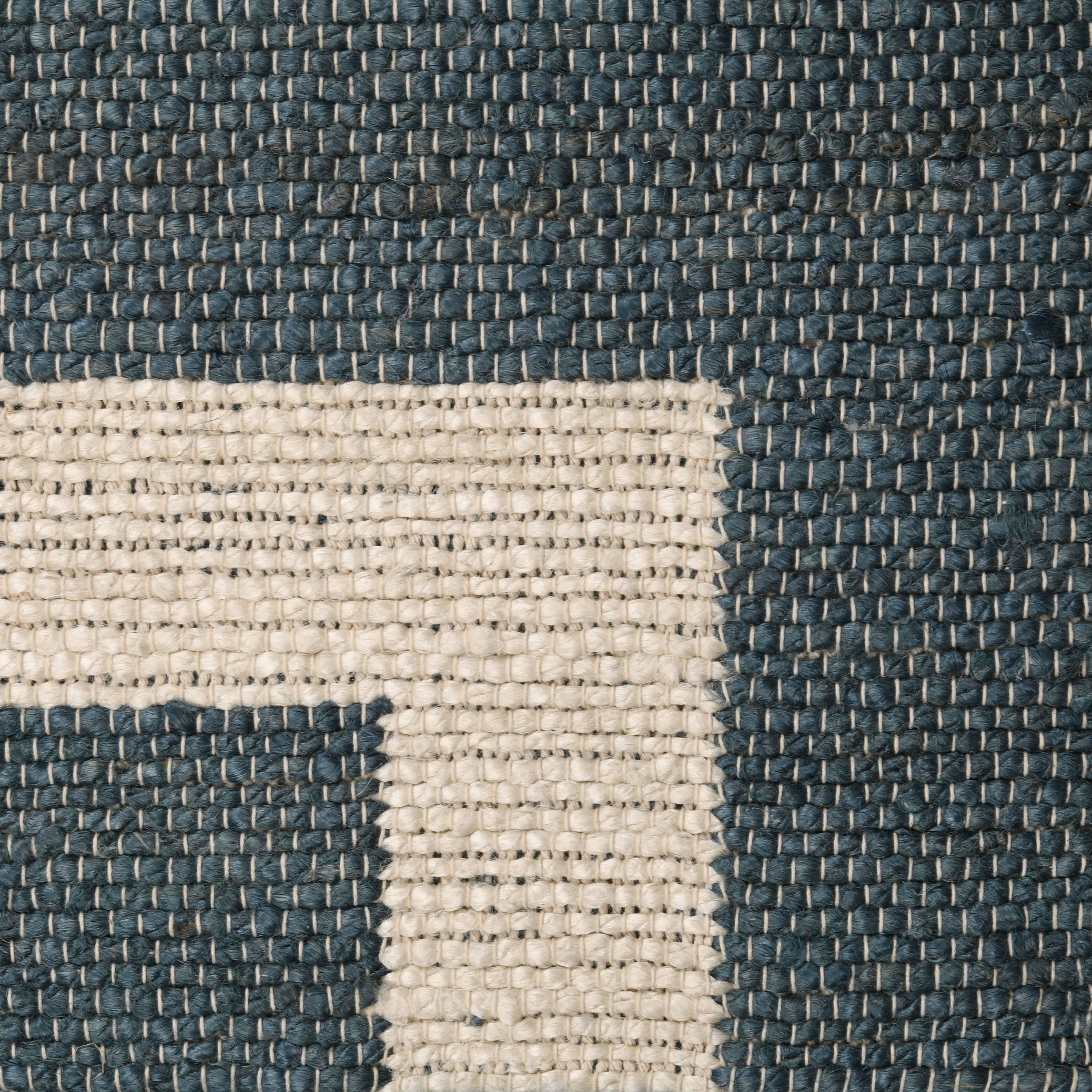 Via, Navy, Handwoven Face 100% Handspun Jute, 6' x 9' For Sale