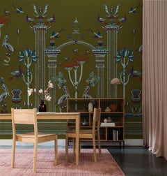 Via Salvestrina 12 Verde Oliva Wallpaper - D WALL x Ellie