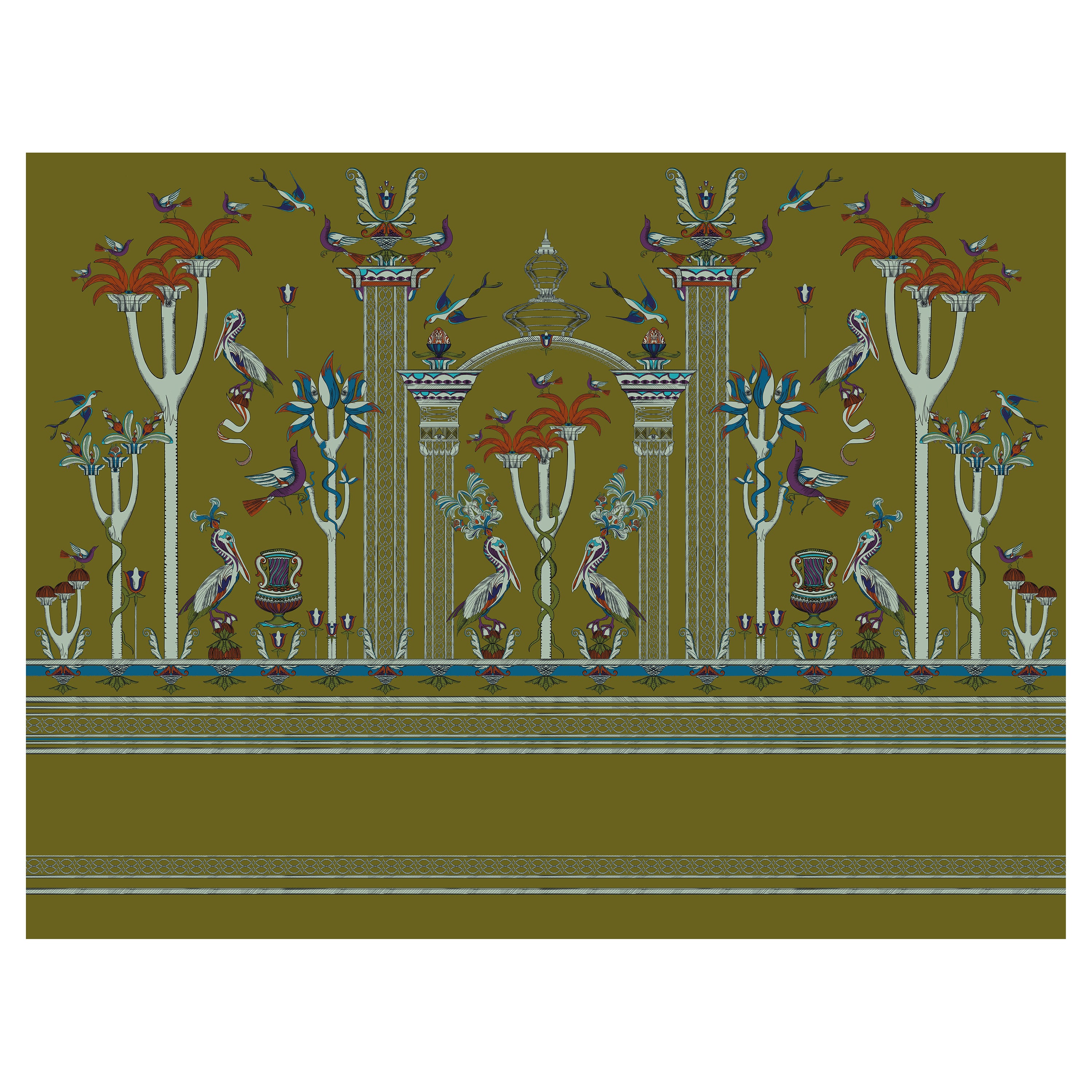 Via Salvestrina 12 Verde Oliva Wallpaper - D WALL x Ellie For Sale