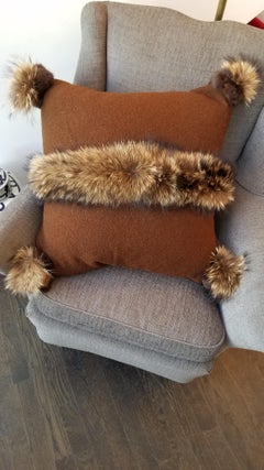 "Via Veneto" Merino Wool with Fur Trim Pillow