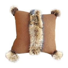 "Via Veneto" Merino Wool with Fur Trim Pillow