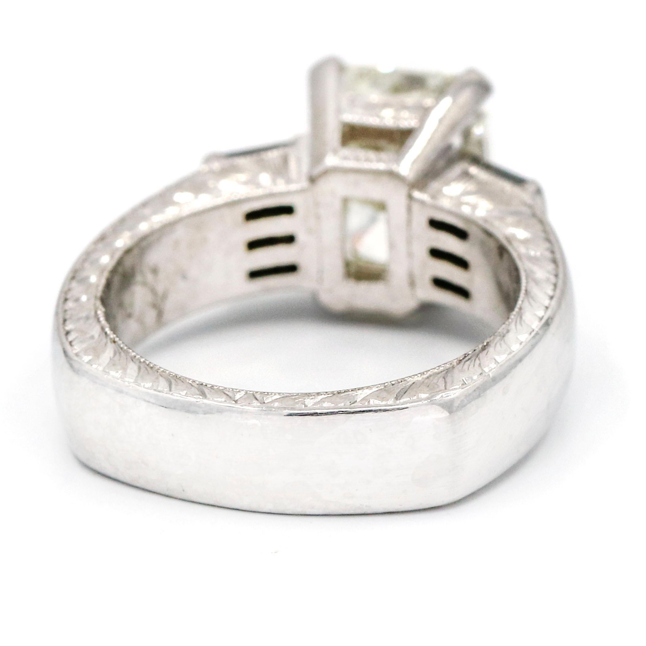 Viachi 2.53 Carat Platinum Modified Cushion Diamond Engagement Ring For Sale 1