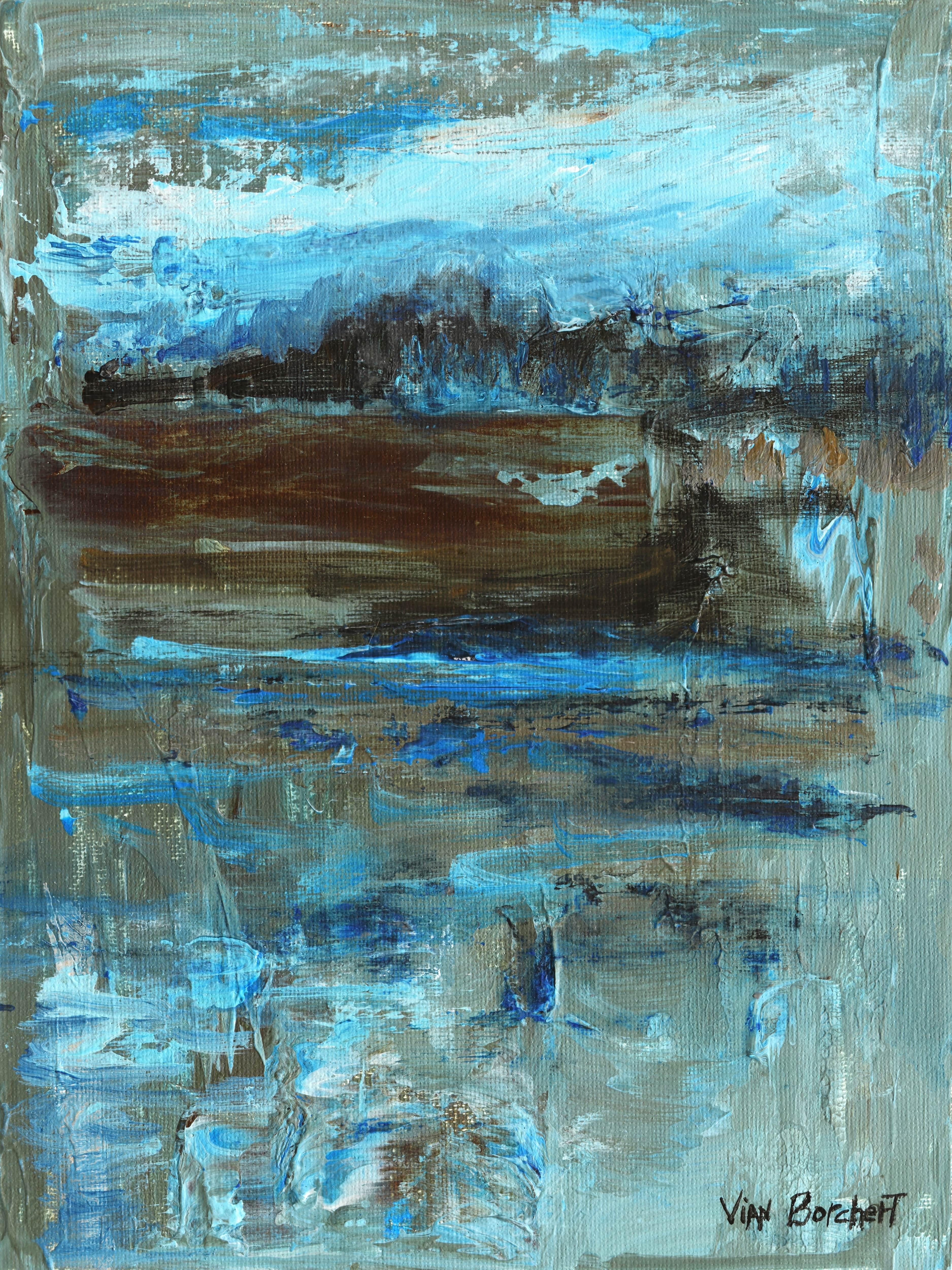 Abstract Painting di Vian Borchert - Marrone Blu - Pittura acrilica astratta