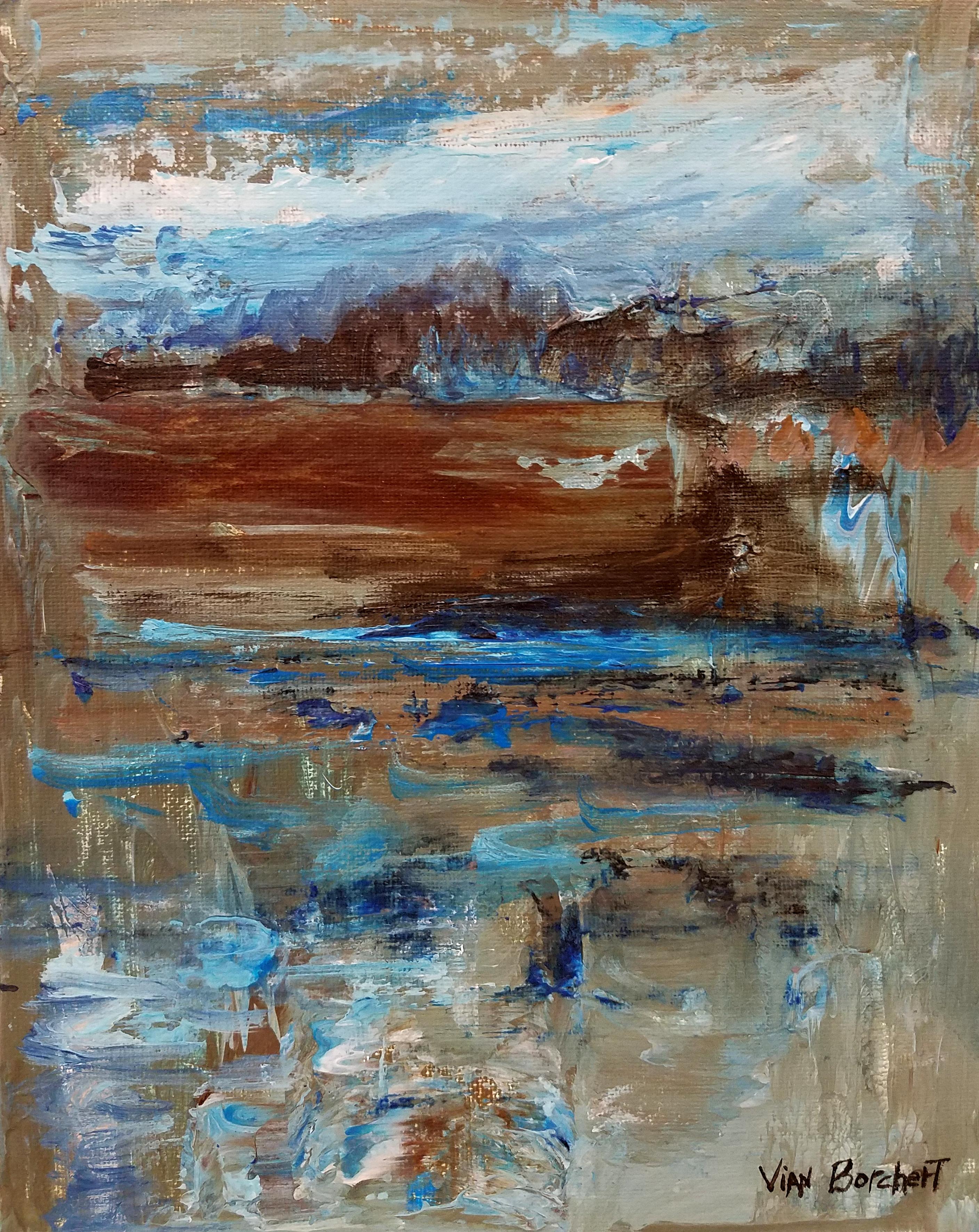 Vian Borchert Abstract Painting - "Brown Blue"
