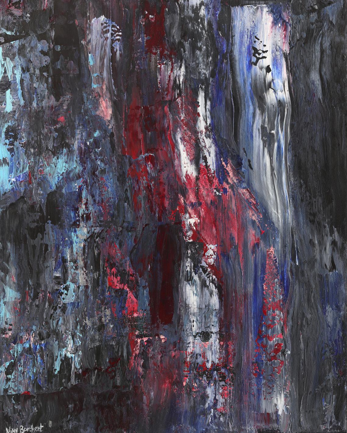 Burgundy
16.0 x 20.0 x 1.0, 1.5 lbs 
Arcylic
Hand signed by artist 

Artist
s Commentary: 
"Abstract expressionist painting with texture and burgundy and dark blue tones."

About the Artist:
Vian Borchert is an established expressionist artist with
