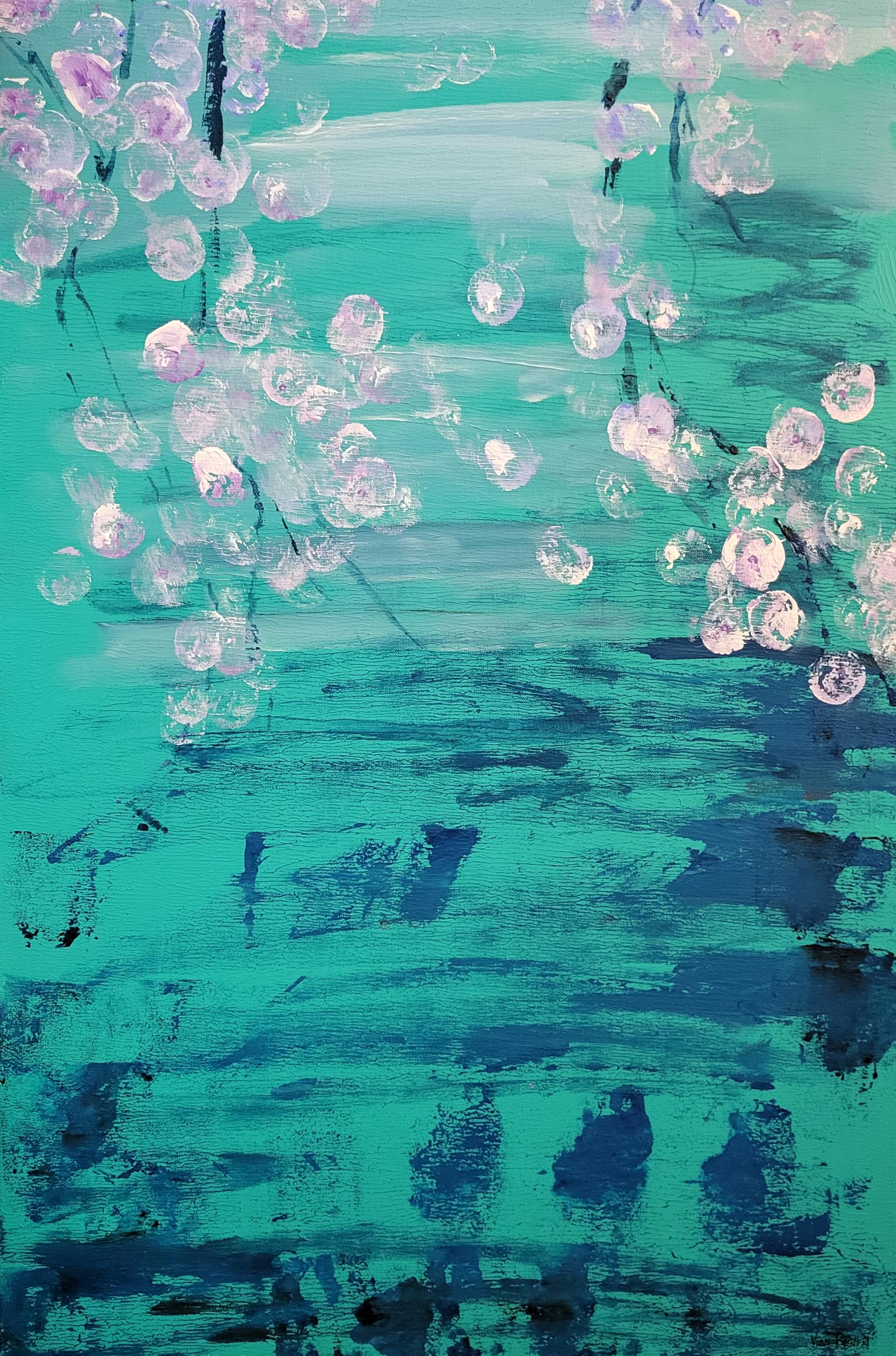 Cascading Blossoms - Contemporary Acrylic Abstract Painting For Sale 1