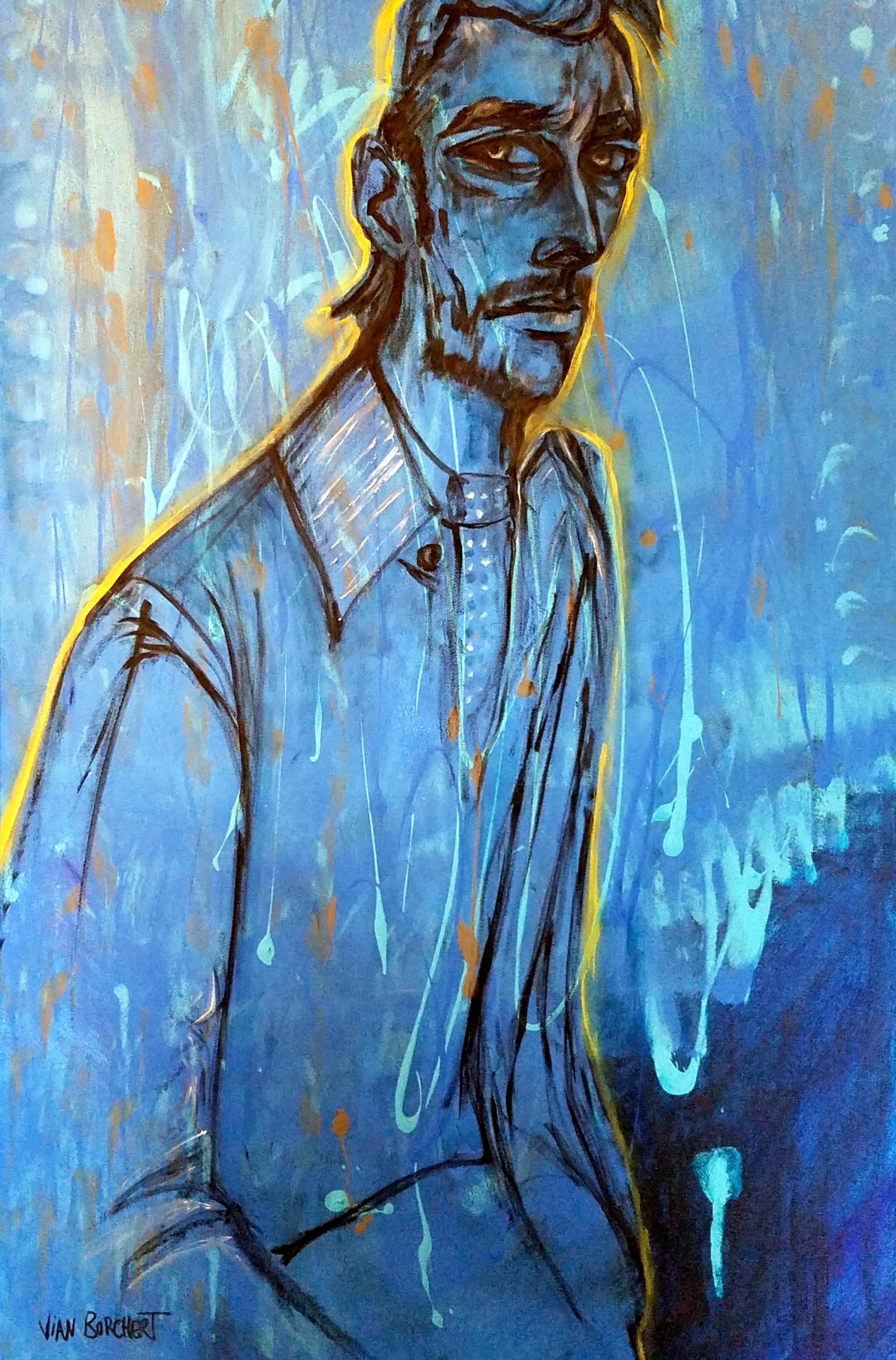 Vian Borchert Abstract Painting - "Man Of The Hour"