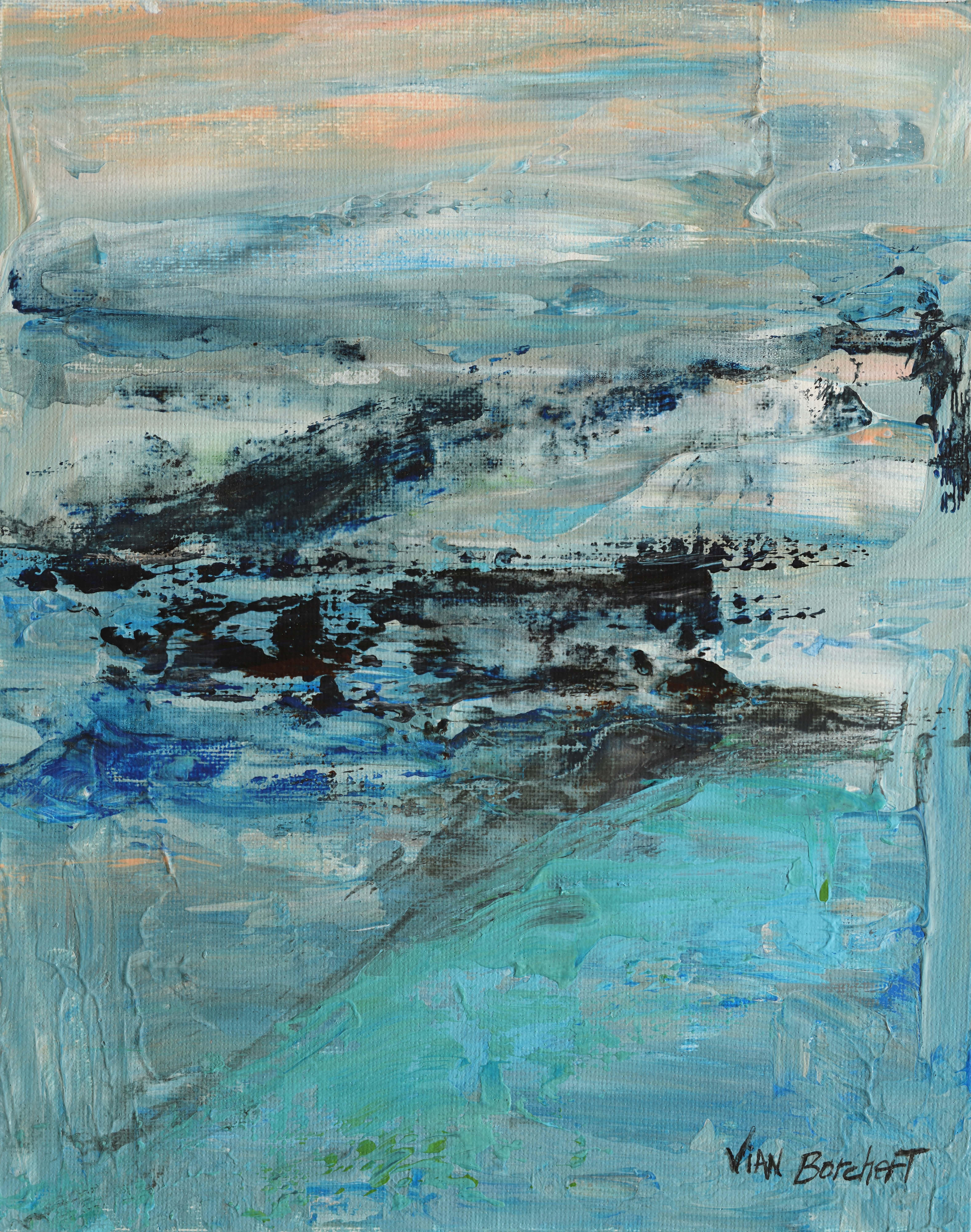 Abstract Painting di Vian Borchert - Pesca nebbiosa - Pittura astratta ad acrilico