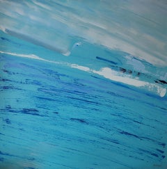 Couvert -  (abstrait, acrylique bleue sur toile, grande pièce contemporaine moderne abstraite