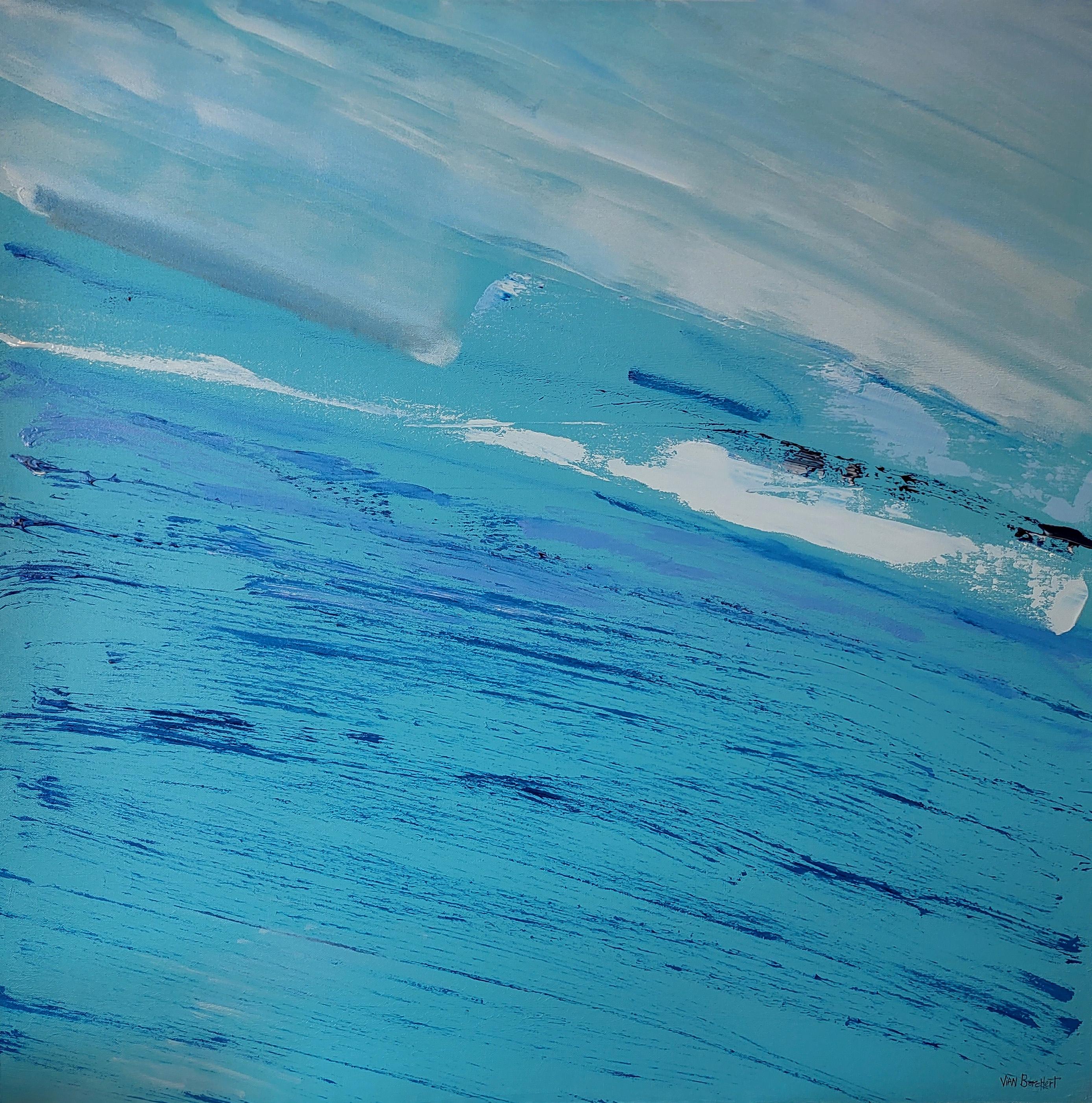 Abstract Painting di Vian Borchert - Sovracoperta - Pittura acrilica astratta di un paesaggio marino