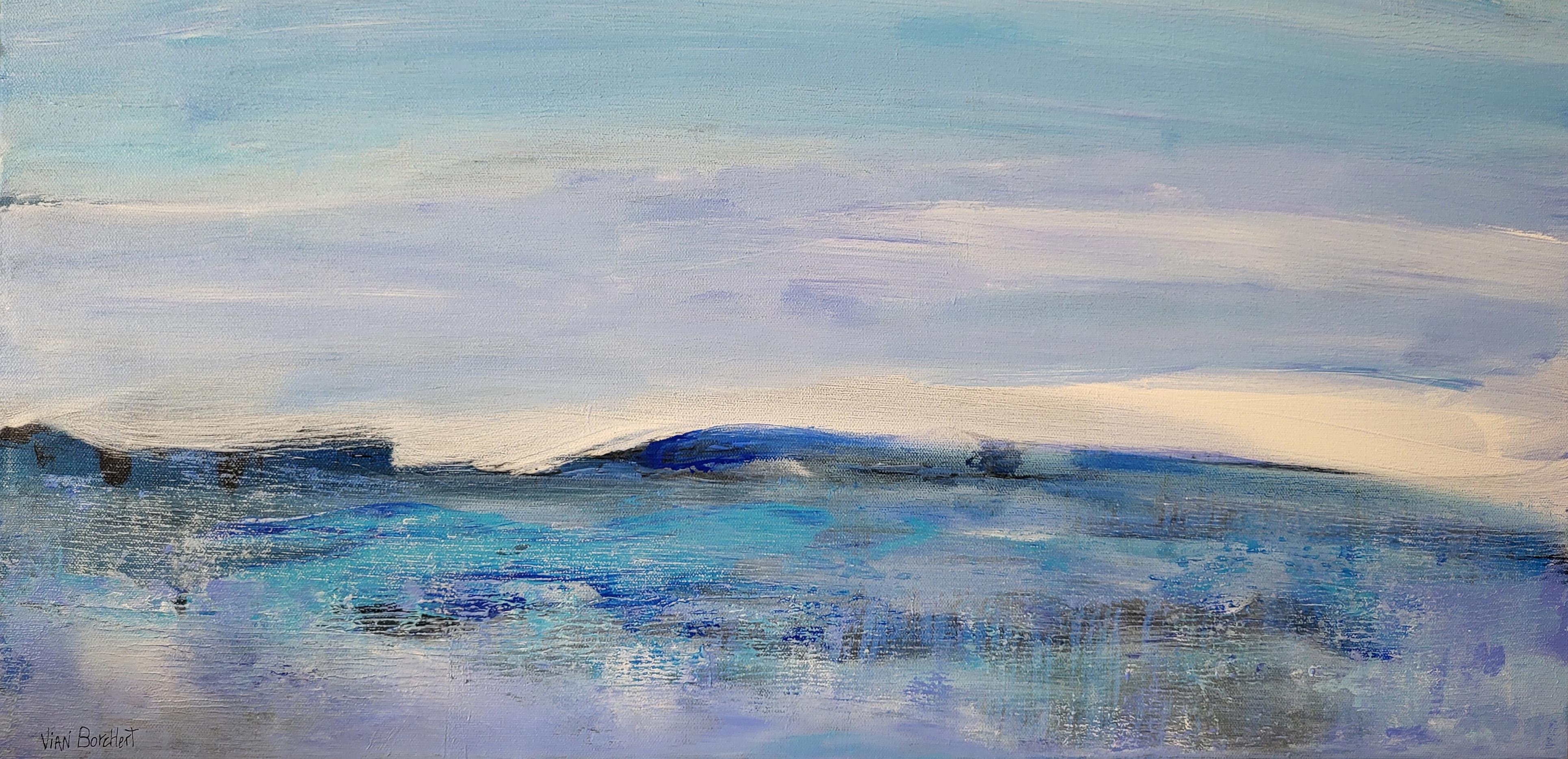 Vian Borchert Abstract Painting - Sea Mist -  (abstract, seascape, painting, abstracted landscape, sea, sea landsc