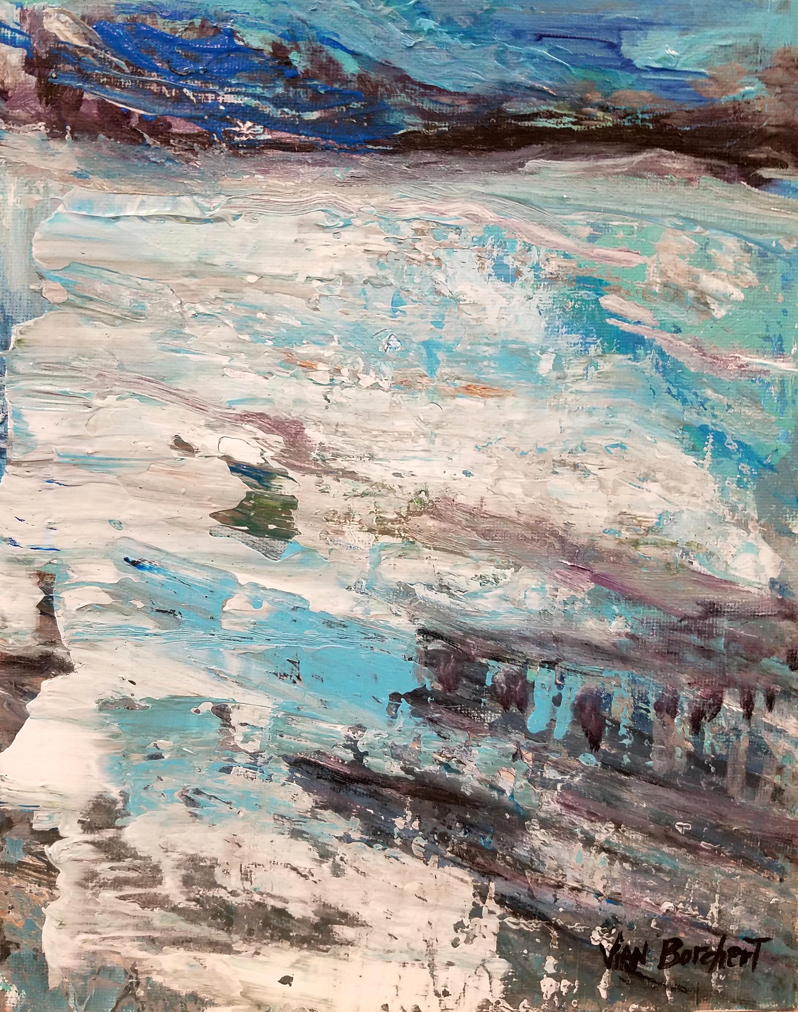 Vian Borchert Abstract Painting - "White Blue"