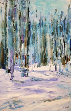 Winter Woods- Blue, abstract, painting
