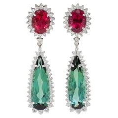 Vianna Brasil Orecchini a goccia in oro 18 carati con tormalina e diamante 9,53 CTW Contemporary