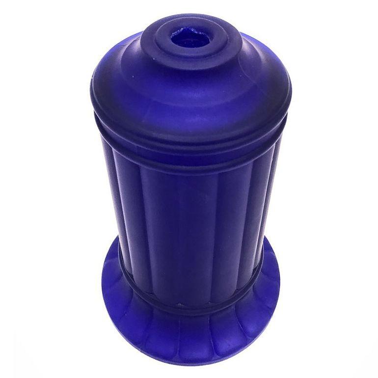 French Vianne Art Deco Frosted Ripped Cylinder Cobalt Art Glass Light Up Lamp Base For Sale