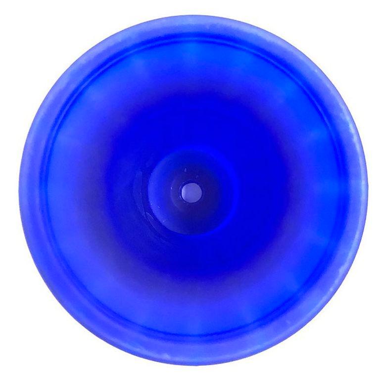 Vianne Art Deco Frosted Ripped Cylinder Cobalt Art Glass Light Up Lamp Base In Excellent Condition For Sale In Van Nuys, CA