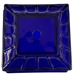 Vianne Art Deco Geometric Square Cobalt Art Glass Light&Up Base per Lampada