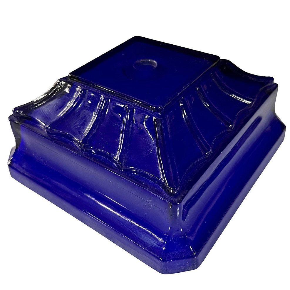 Mid-20th Century Vianne Art Deco Geometric Square Cobalt Art Glass Light Up Lamp Base For Sale
