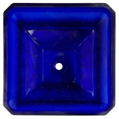 Vintage Vianne Art Deco Geometric Square Cobalt Art Glass Light Up Lamp Base