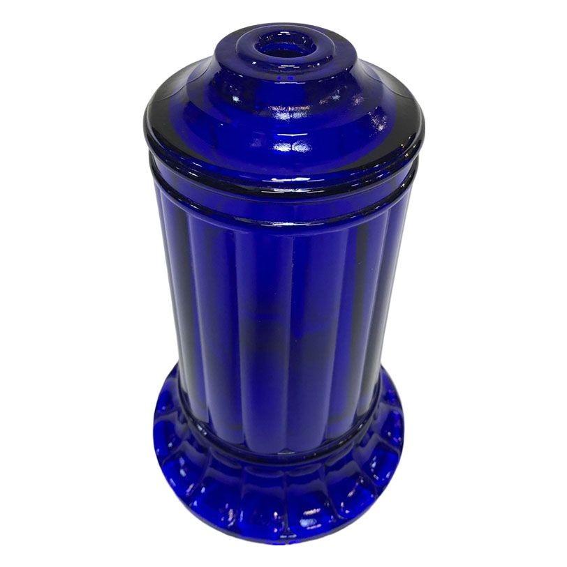 Art Deco era cobalt blue ripped cylinder lamp base/shade by Vianne Glass company. This base was commonly used in table lamps, floor Lamps, and light-up ashtray stands.

Available- 24

Measurements: 8