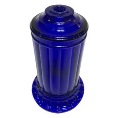 Vianne Art Deco Cilindro Strappato in vetro artistico cobalto Base per lampada Up&Up