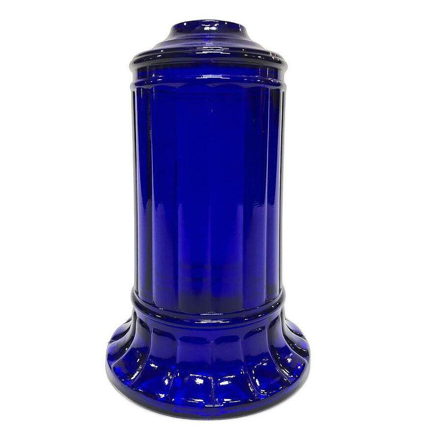 French Vianne Art Deco Ripped Cylinder Cobalt Art Glass Light Up Lamp Base For Sale