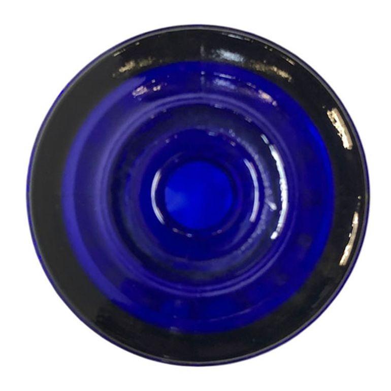 Early 20th Century Vianne Art Deco Ripped Cylinder Cobalt Art Glass Light Up Lamp Base For Sale