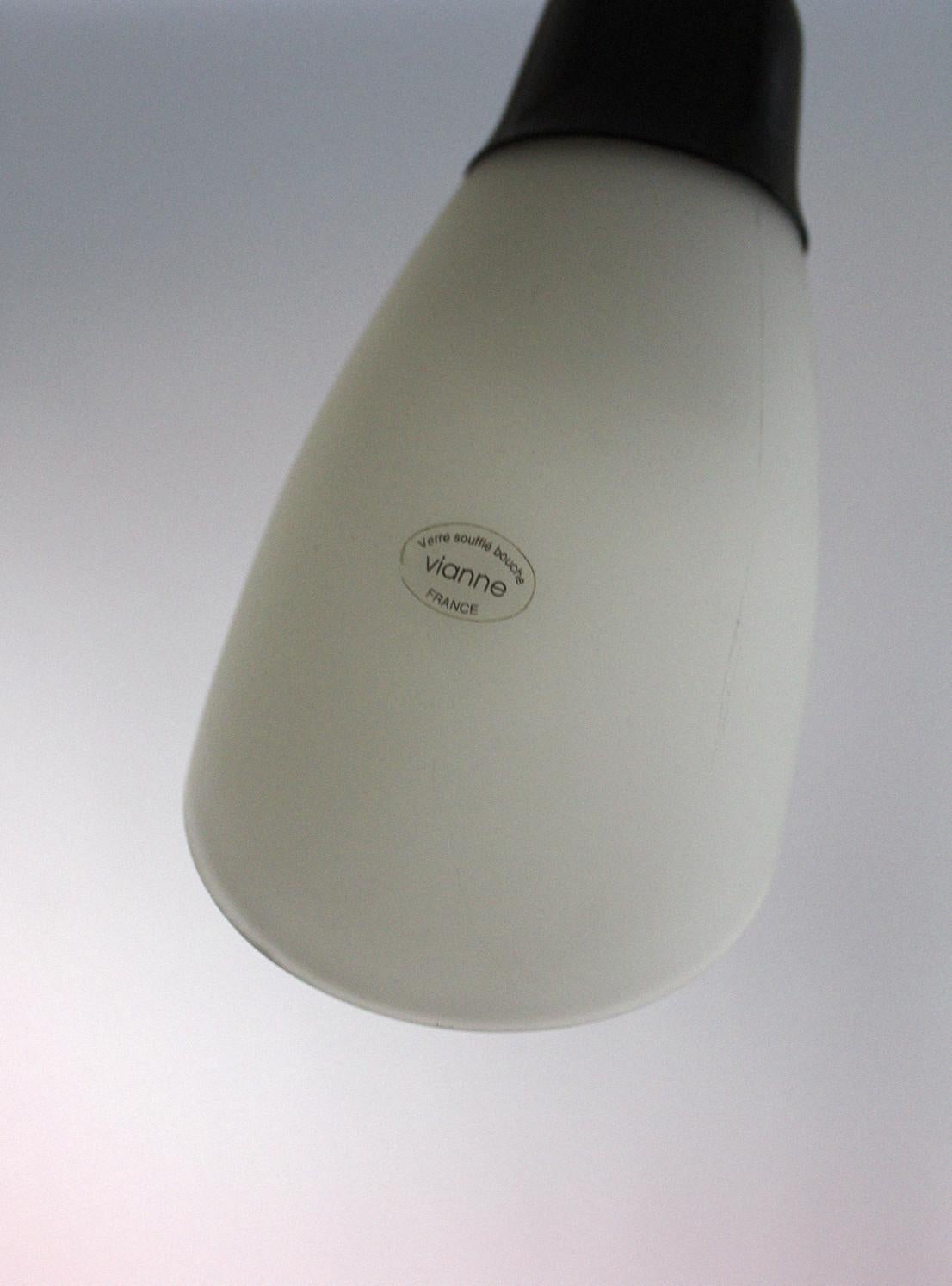 French Vianne Floor Lamp Art Deco 20th Century France Milk Glass white 