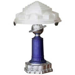 Vianne Glass Art Deco Styled Cobalt Table Lamp