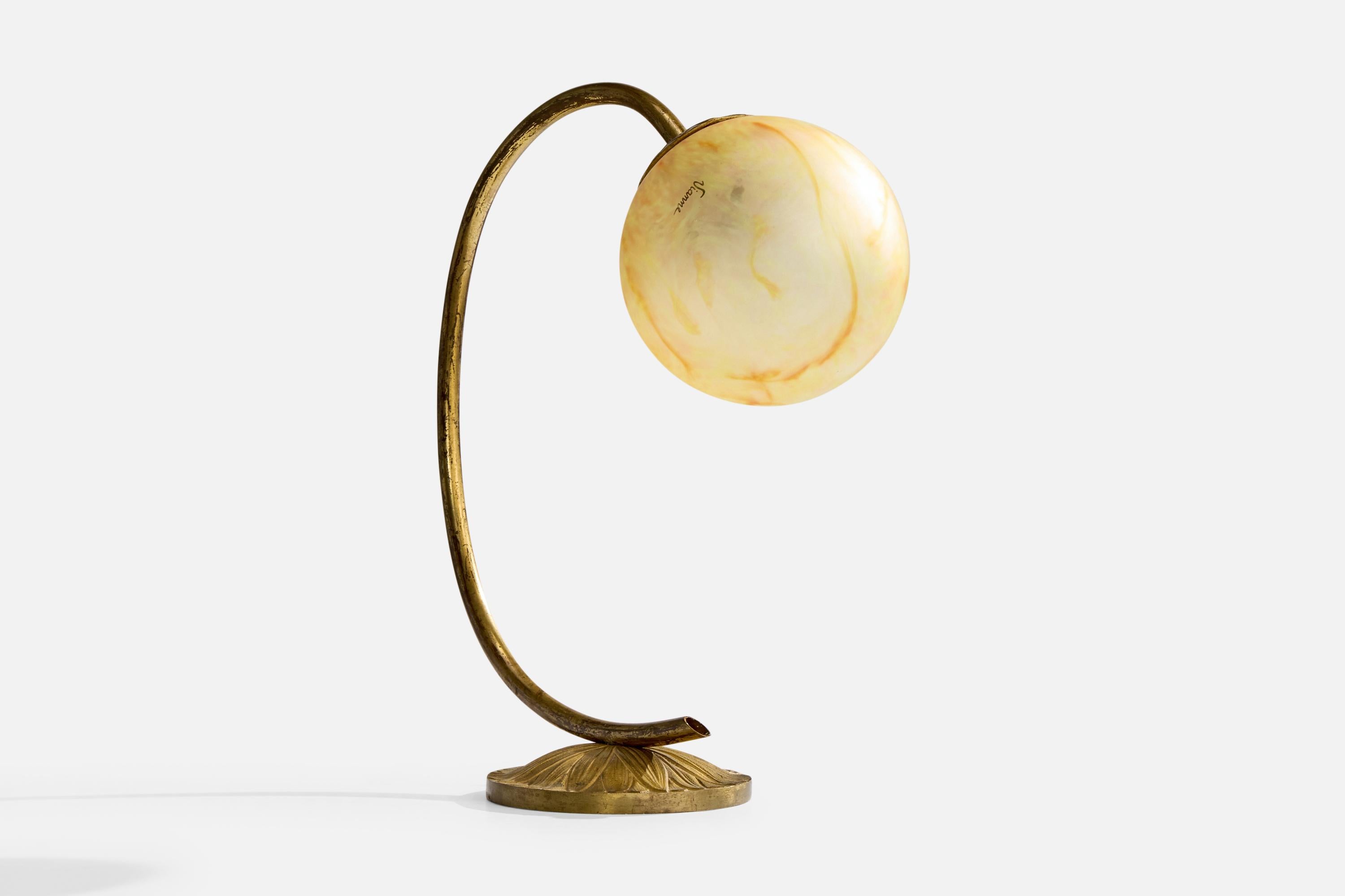 Vianne, Lámpara de mesa, Latón, Cristal, Francia, Años 30 Moderno de mediados de siglo en venta