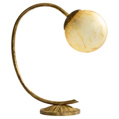 Vianne, lampe de table, laiton, verre, France, années 1930