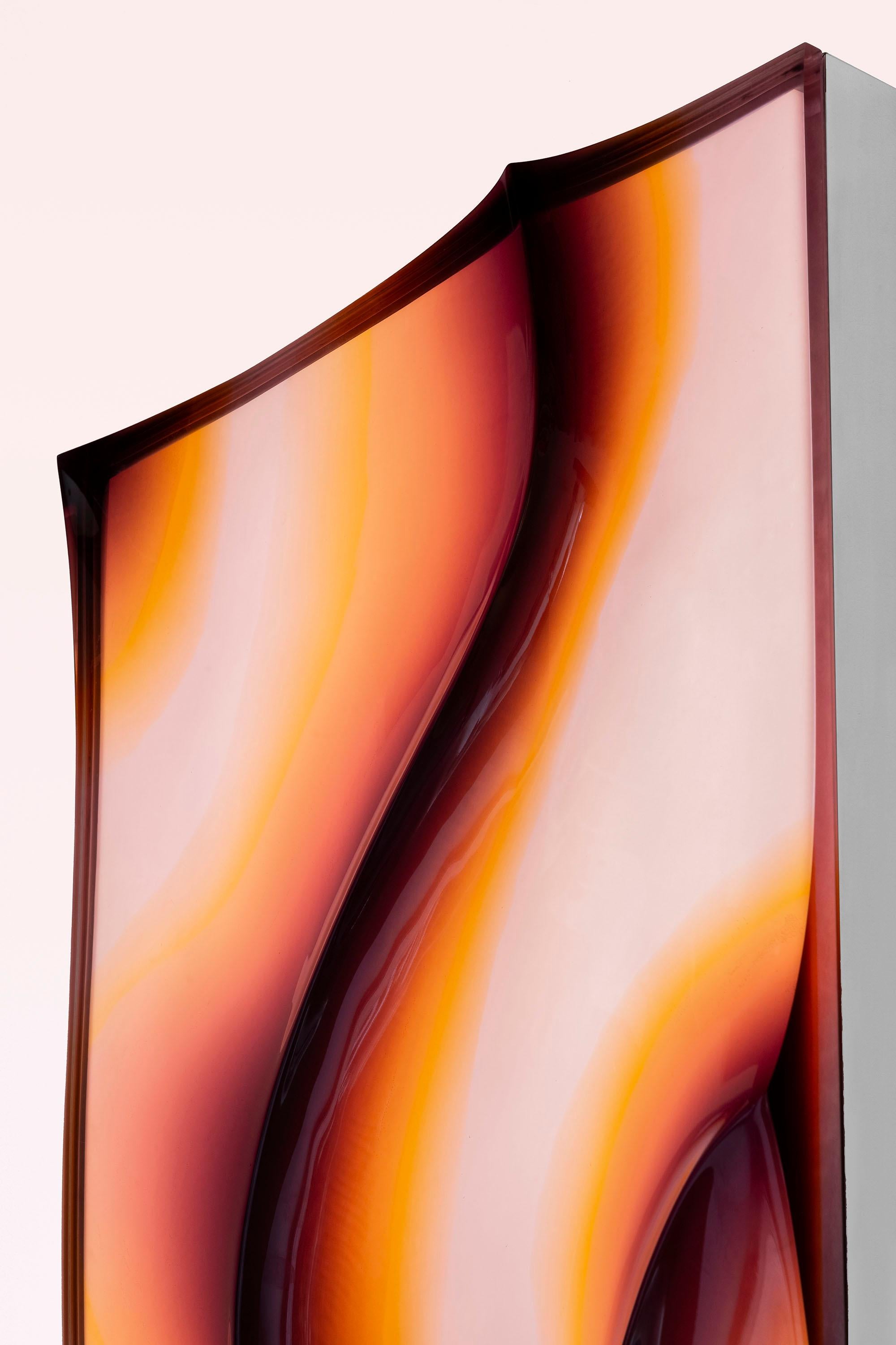 Italiano VIBE square luminous lamp in resin and steel by MOĆI Collective in vendita