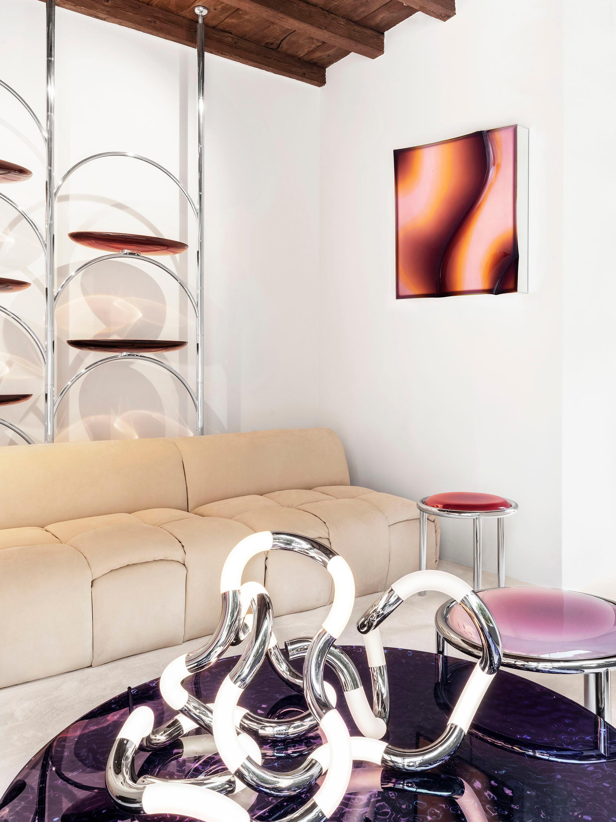 VIBE square luminous lamp in resin and steel by MOĆI Collective In condizioni Nuovo in vendita a Cantù, IT