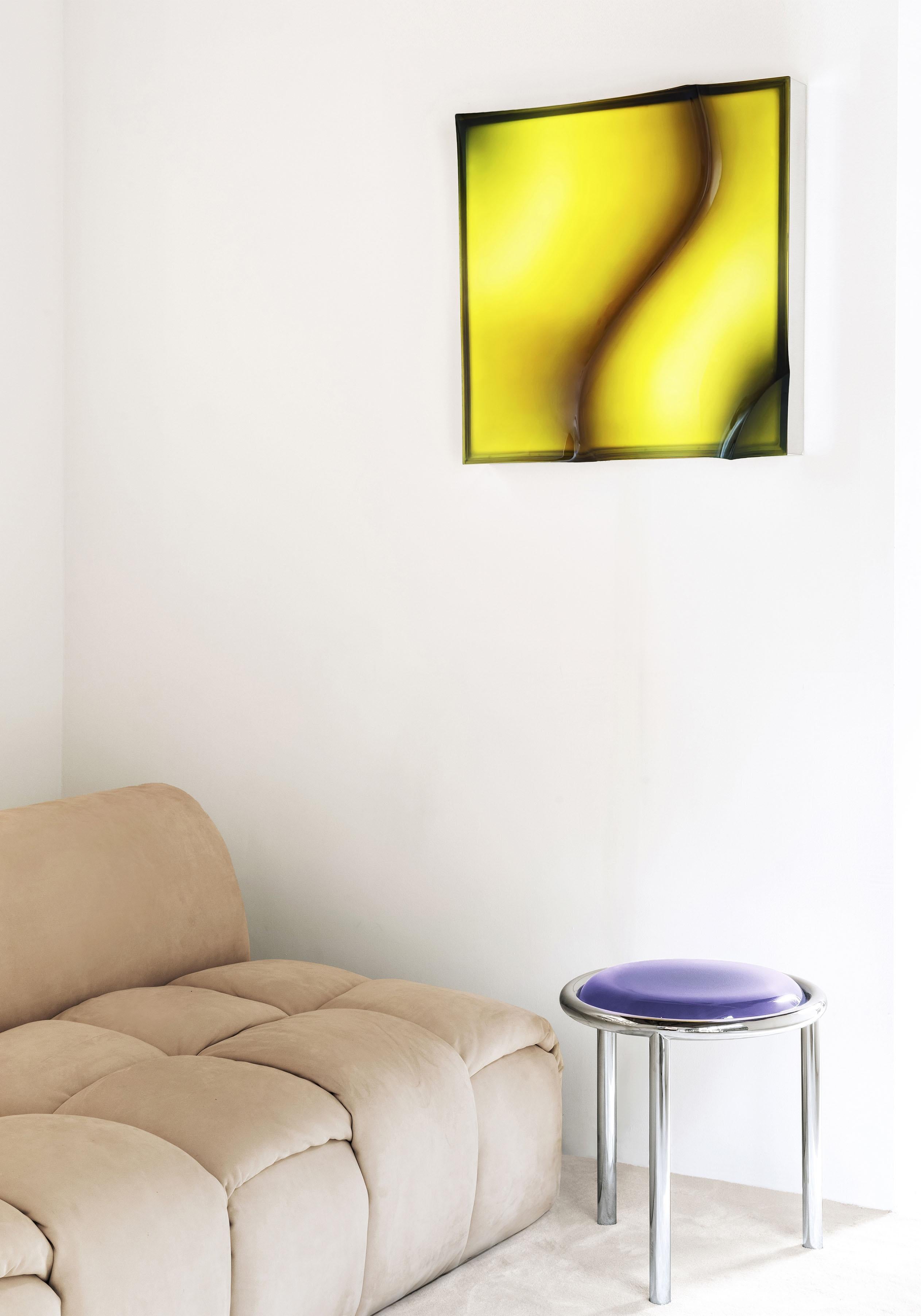 XXI secolo e contemporaneo VIBE square luminous lamp in resin and steel by MOĆI Collective in vendita