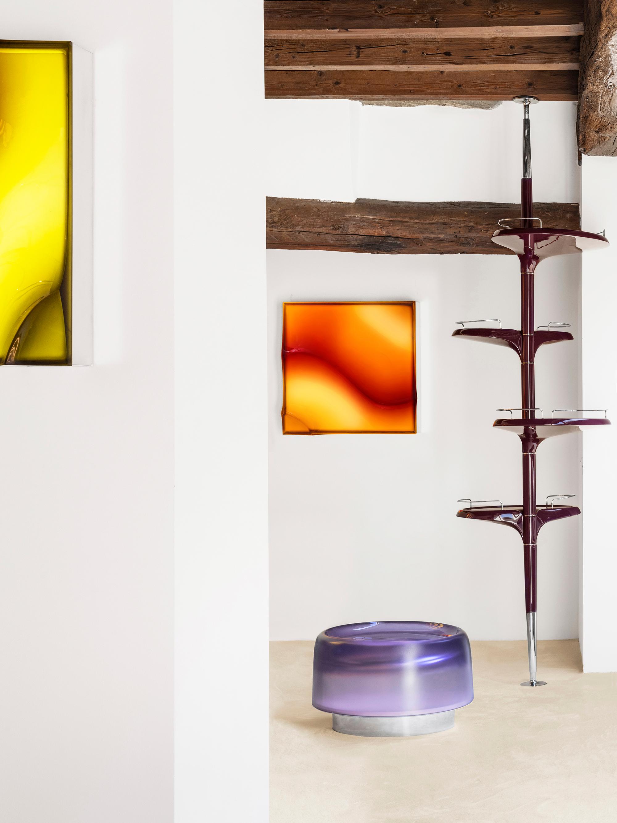 XXI secolo e contemporaneo VIBE square luminous lamp in resin and steel by MOĆI Collective in vendita