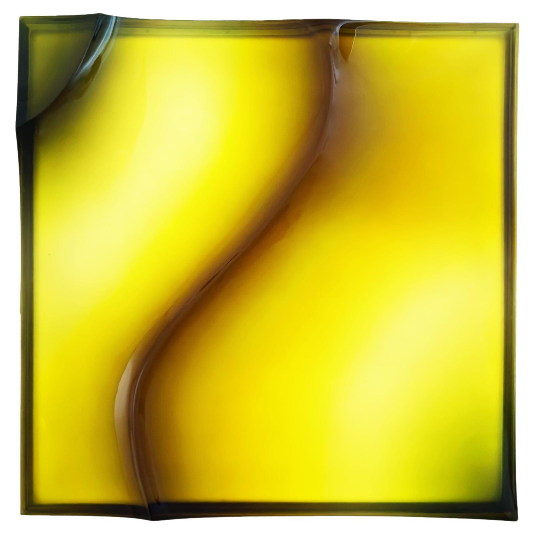 VIBE square luminous lamp in resin and steel by MOĆI Collective