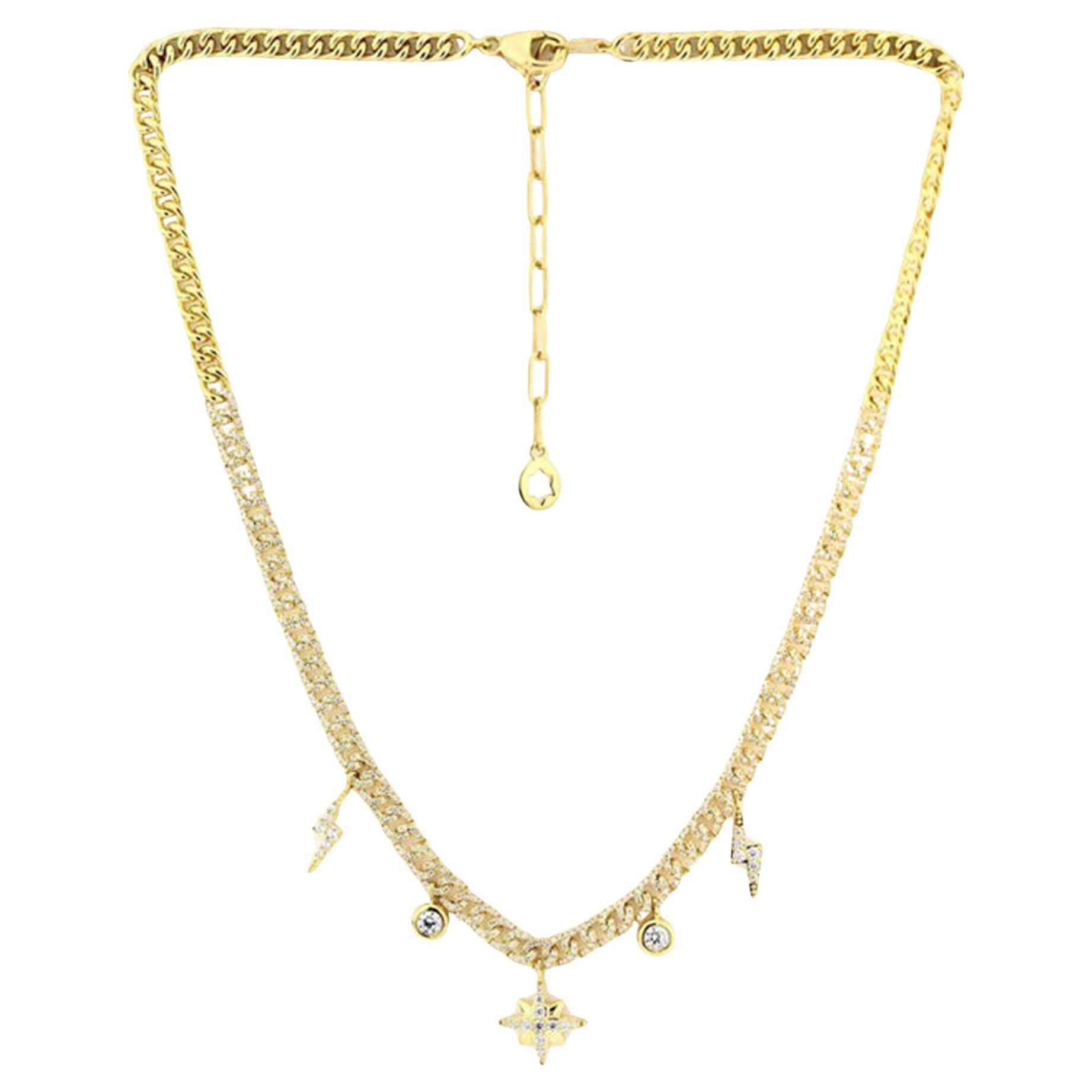 Collana Vibe Station in oro giallo 14K (o 18k su richiesta) con diamanti in vendita