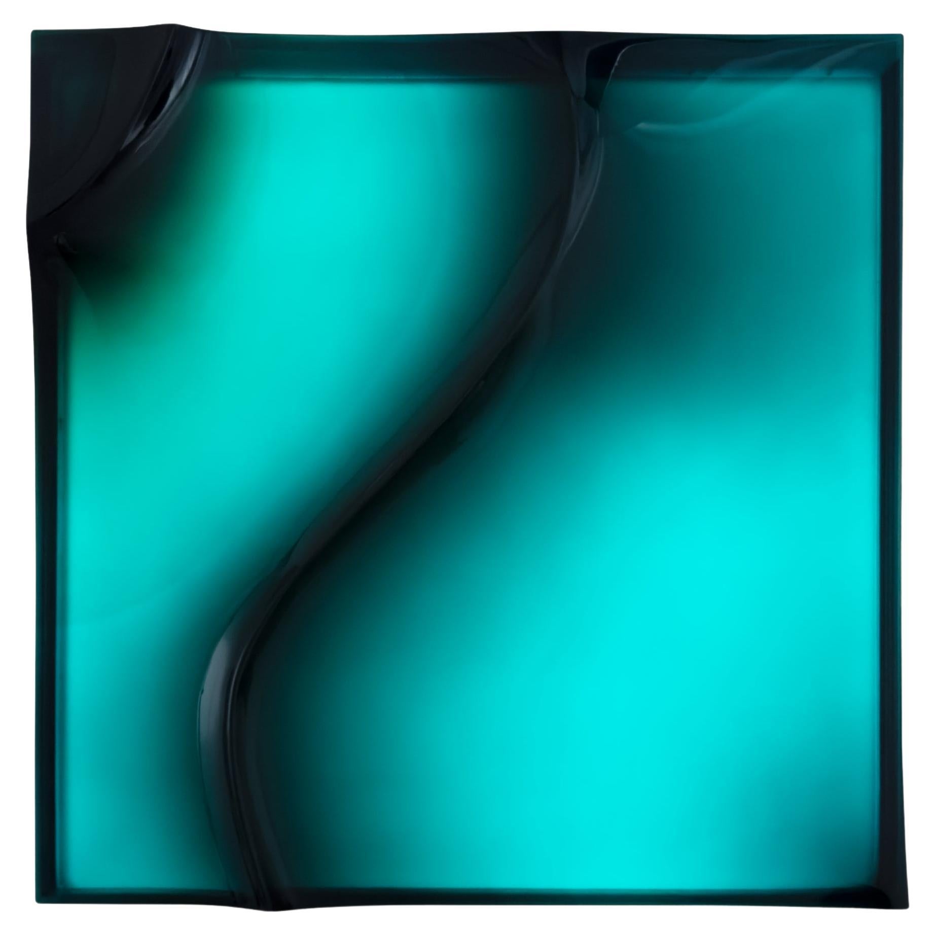 VIBE verde como square luminous lamp in resin by MOĆI Collective For Sale
