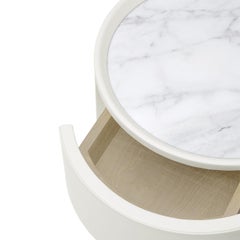 Vibe White Leather with Marble Inserts Nightstand