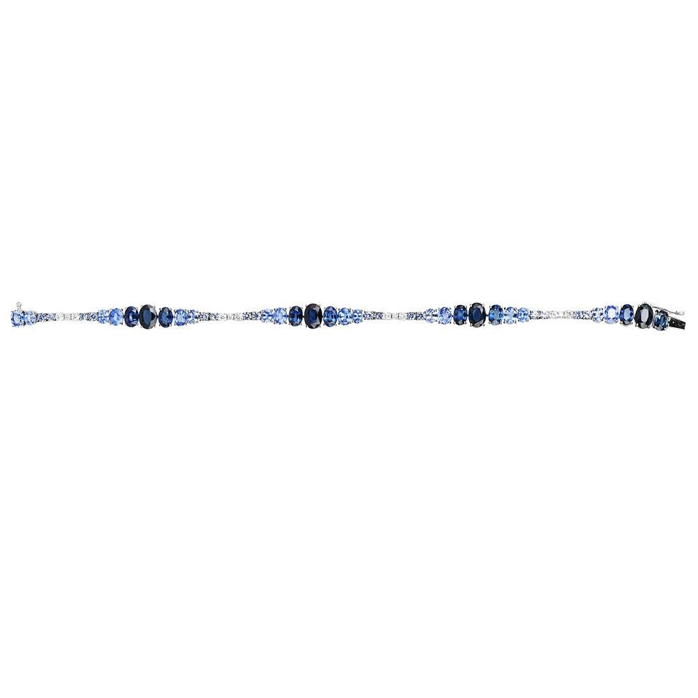Viberant Saphir Diamant 18K Bracelet Tennis à maillons Ombre Pour femmes en vente