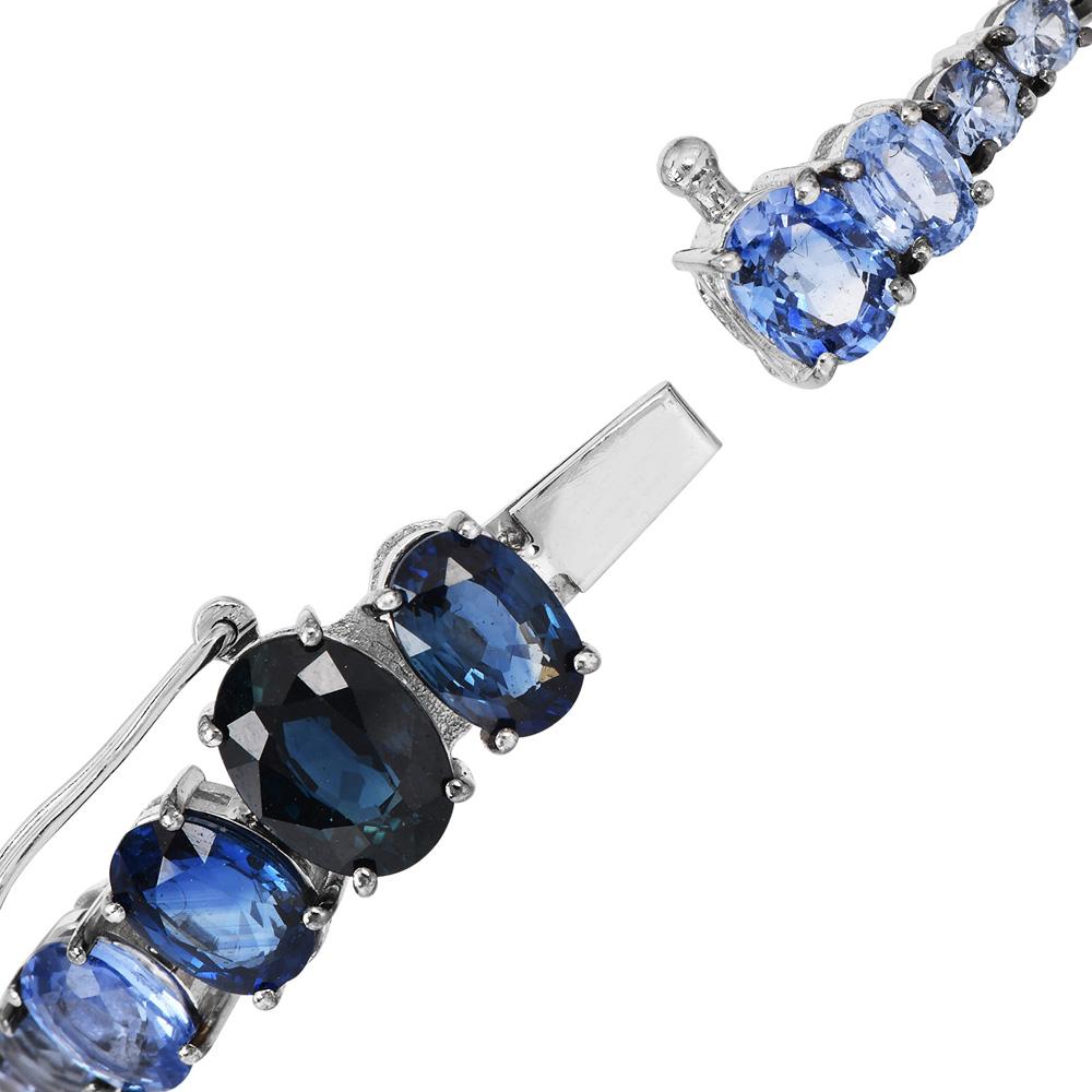 Viberant Saphir Diamant 18K Bracelet Tennis à maillons Ombre en vente 1