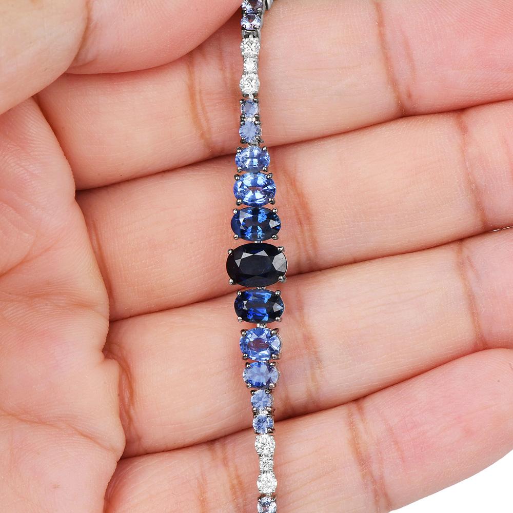 Viberant Saphir Diamant 18K Bracelet Tennis à maillons Ombre en vente 2