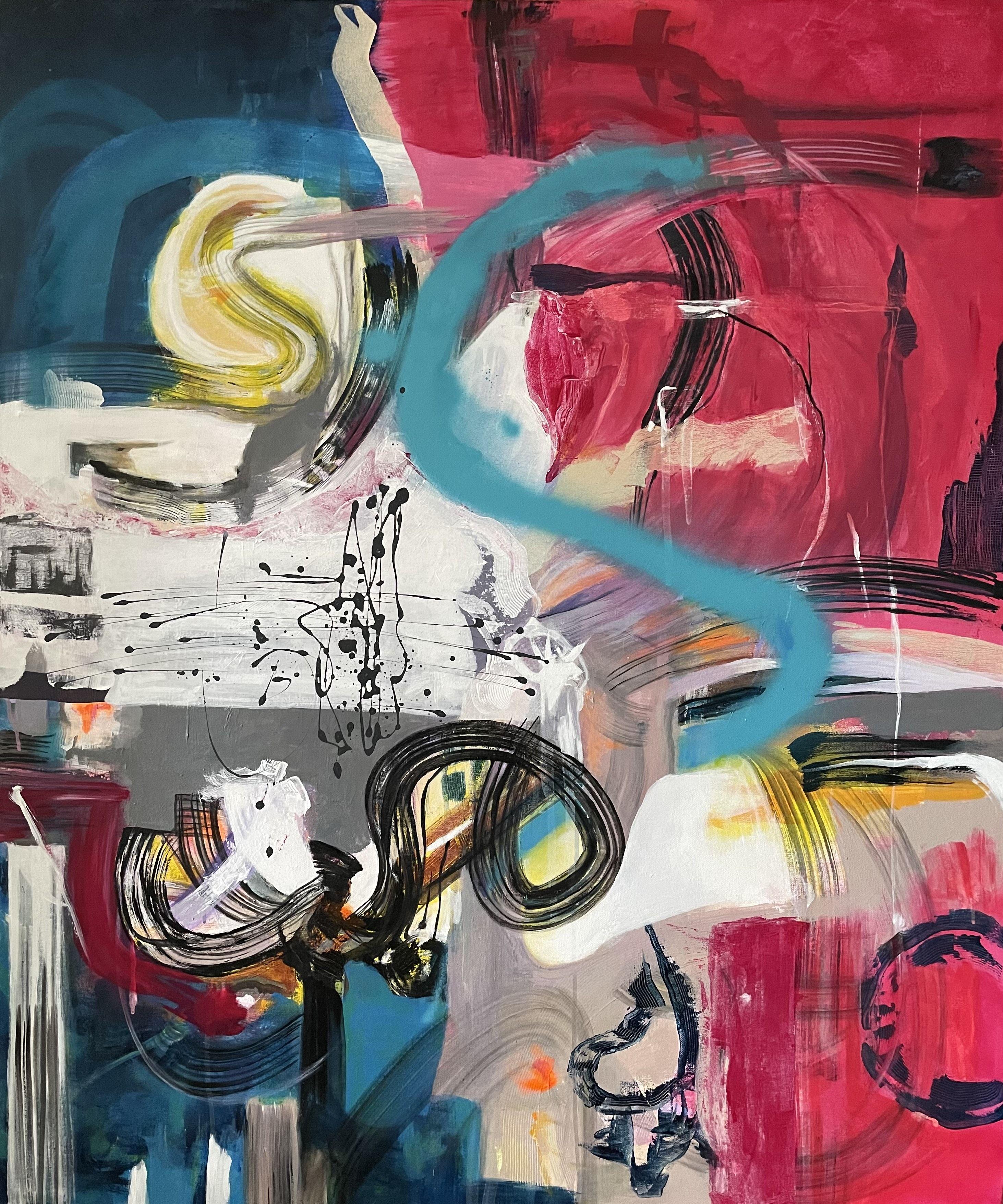 Abstract Painting di Vibha Kapur - Ciò che gira intorno, Pittura, Acrilico su tela