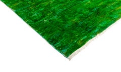 One-of-a-Kind Colorful Wool Hand-Knotted Area Rug, Emerald, 5' 10 x 9' 3