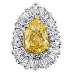 Vibrance Ring & Pendant 5.01 Carat Pear Shape Fancy Intense Yellow GIA Diamond