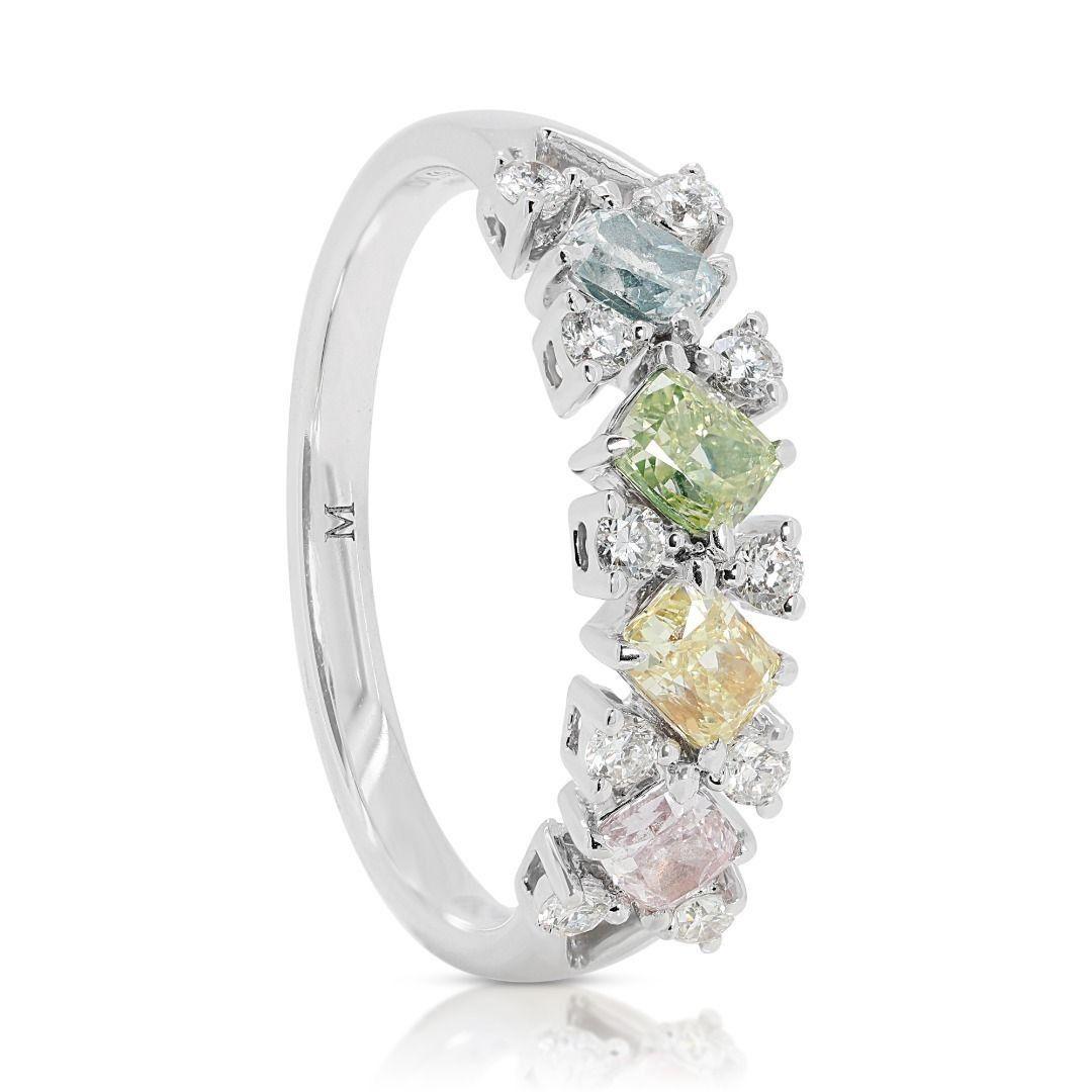 Women's Vibrant 0.73ct Natural Diamond Half Eternity Ring in 18K White Gold